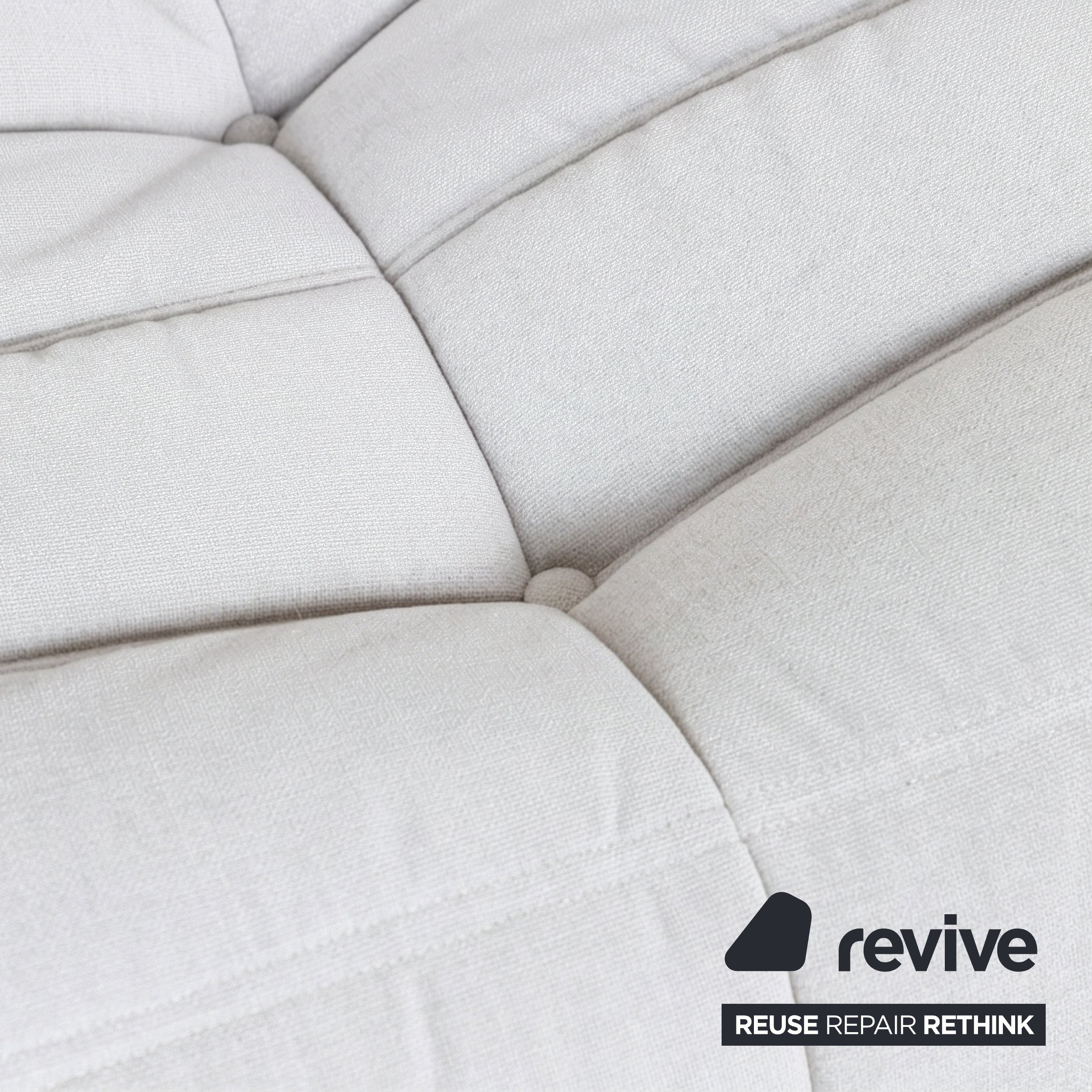 Ligne Roset Togo Three-Seater Sofa Couch White Fabric New Upholstery