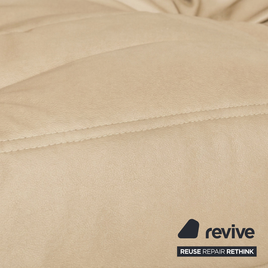 Ligne Roset Togo Dreisitzer Sofa Couch Veganes Leder Beige Taupe Neubezug