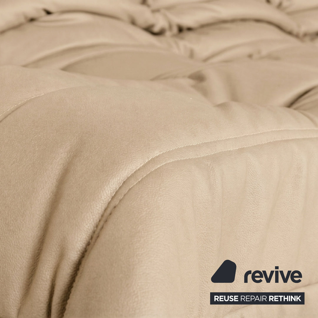 Ligne Roset Togo Dreisitzer Sofa Couch Veganes Leder Beige Taupe Neubezug
