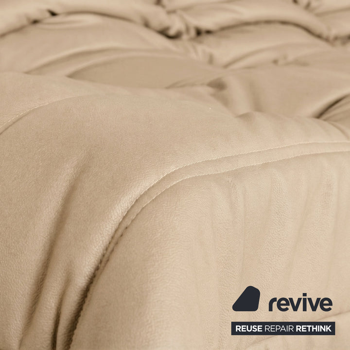 Ligne Roset Togo Dreisitzer Sofa Couch Veganes Leder Beige Taupe Neubezug