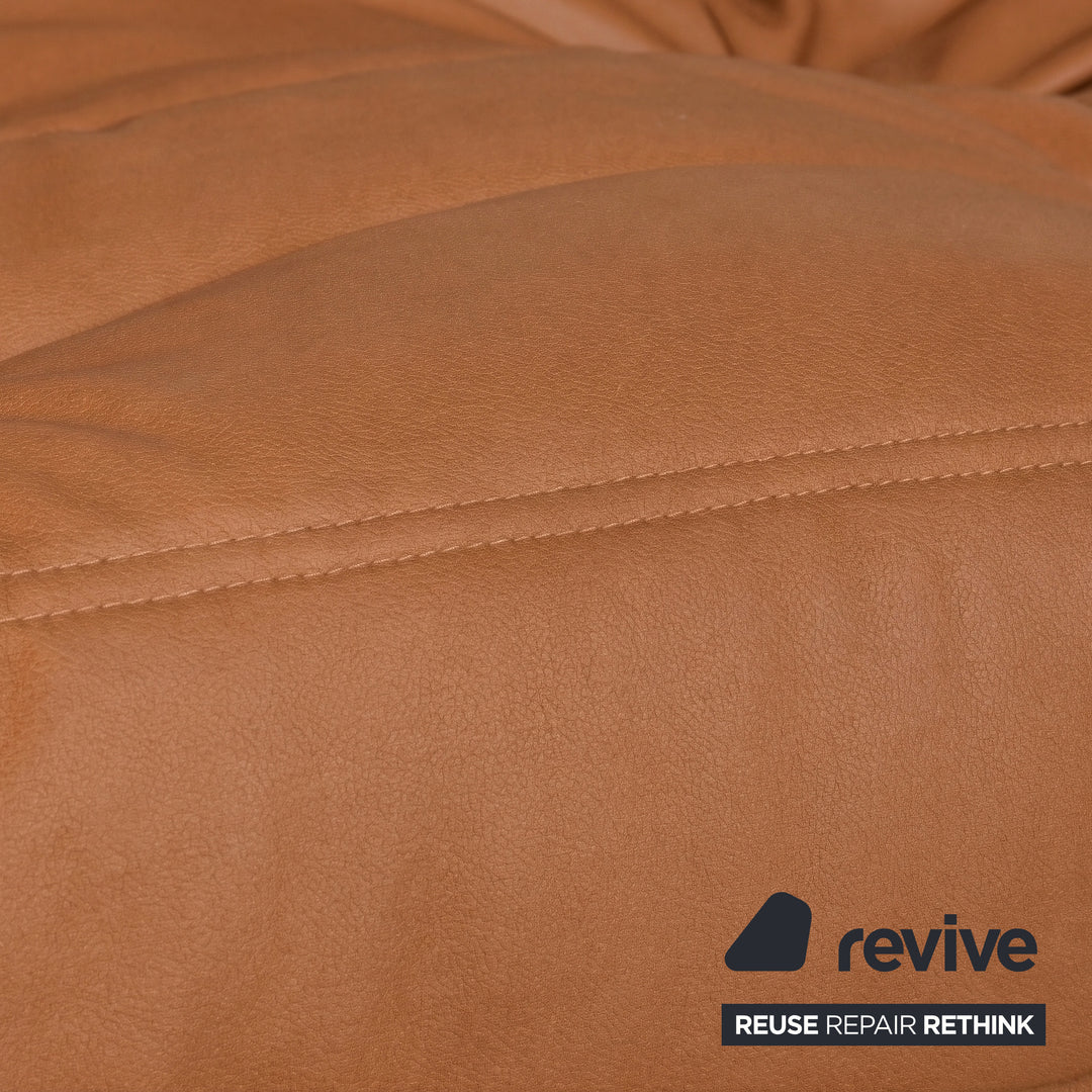 Ligne Roset Togo Dreisitzer Sofa Couch Veganes Leder Braun Cognac Neubezug