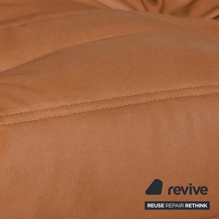 Ligne Roset Togo Dreisitzer Sofa Couch Veganes Leder Braun Cognac Neubezug