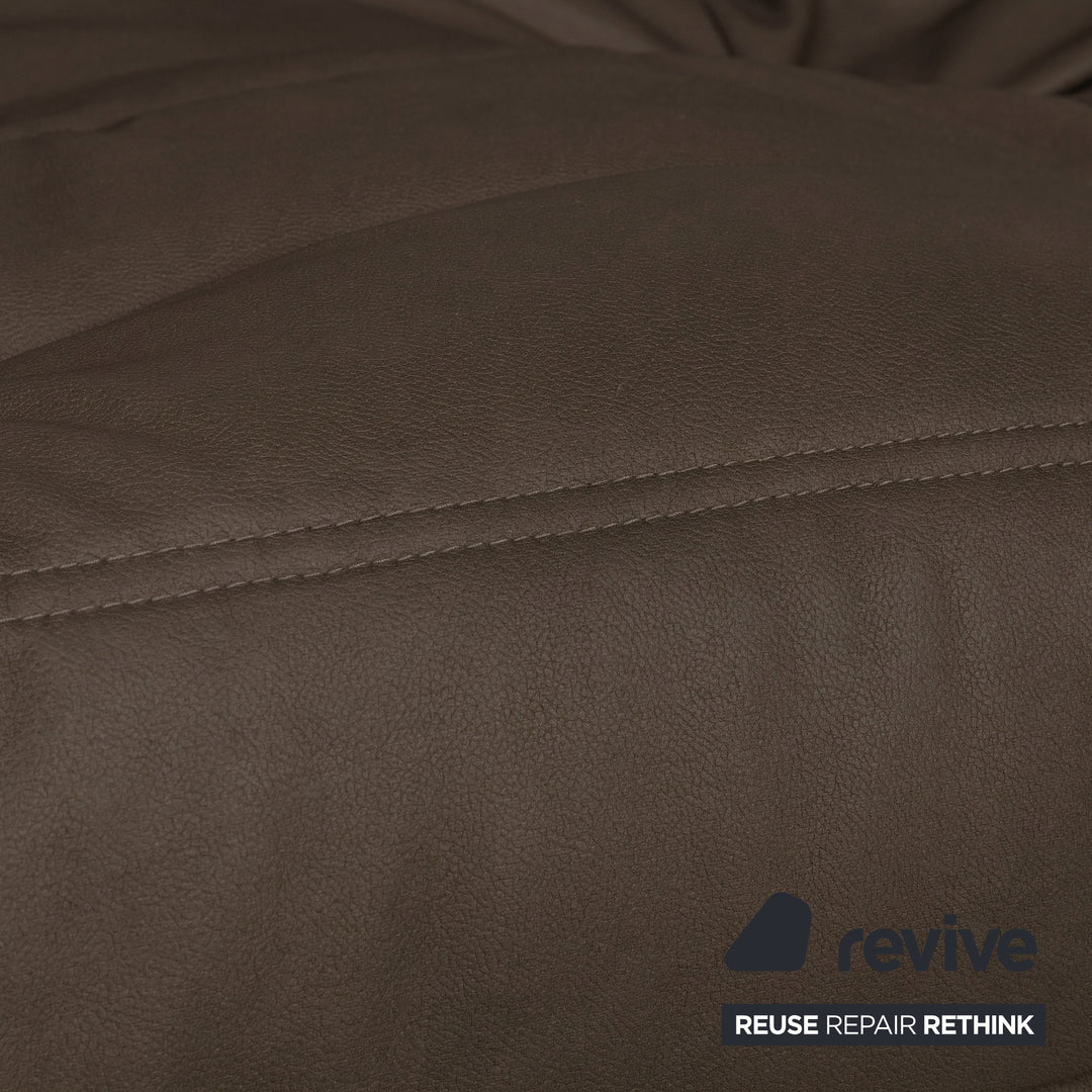 Ligne Roset Togo Three-Seater Sofa Couch Vegan Leather Dark Brown Espresso Newly Upholstered