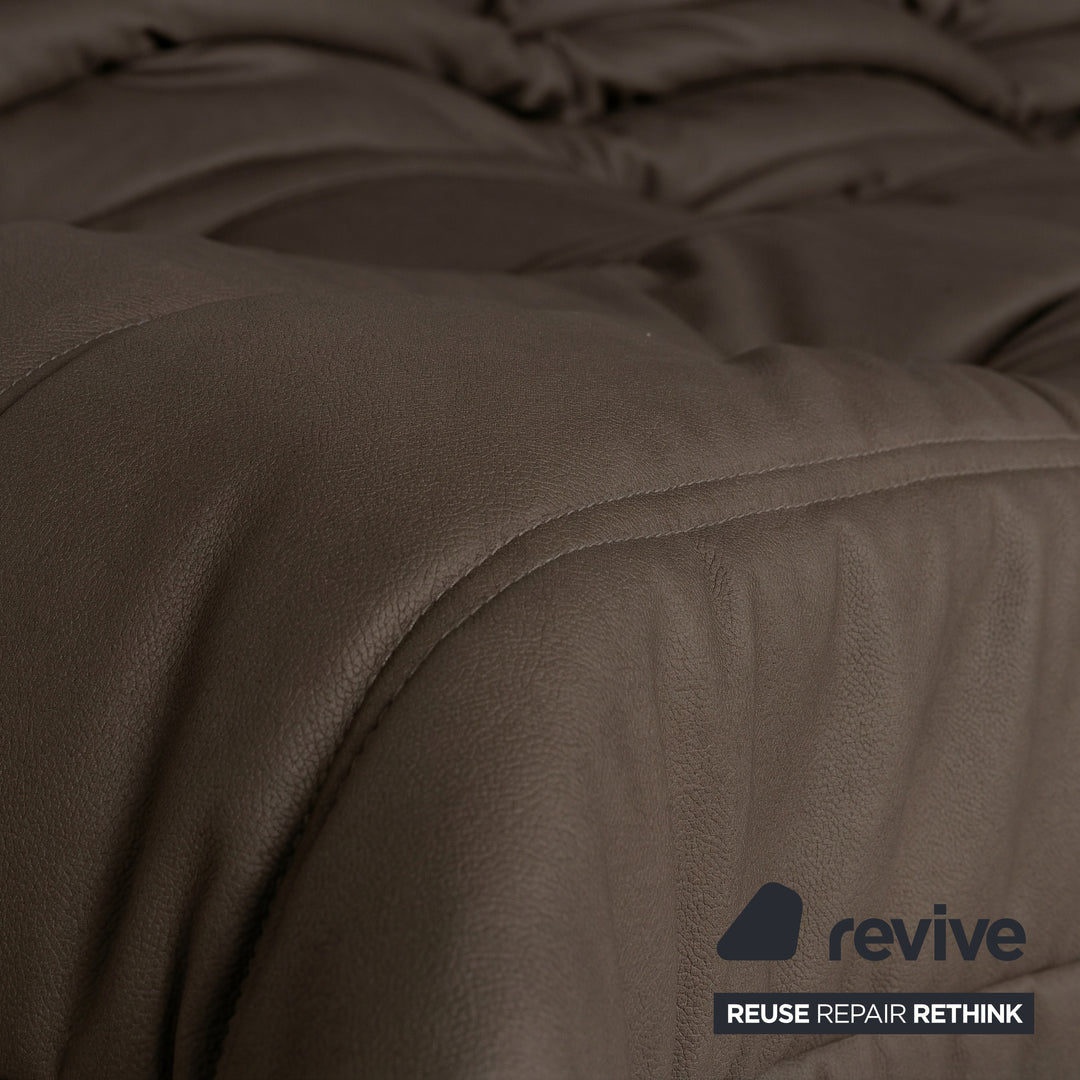 Ligne Roset Togo Three-Seater Sofa Couch Vegan Leather Dark Brown Espresso Newly Upholstered