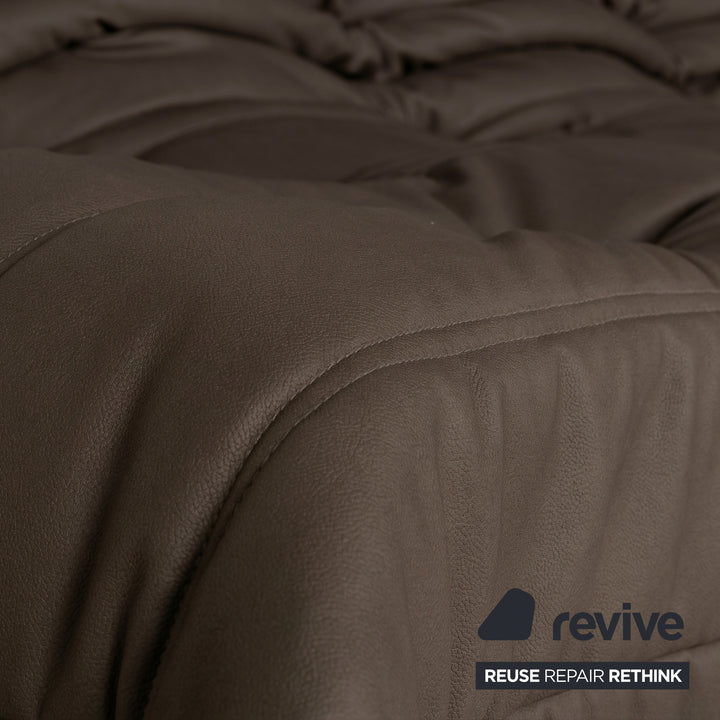 Ligne Roset Togo Three-Seater Sofa Couch Vegan Leather Dark Brown Espresso Newly Upholstered