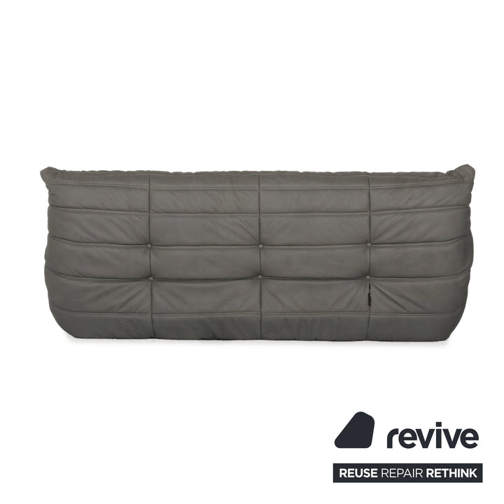 Ligne Roset Togo Three-Seater Sofa Vegan Leather Grey New Upholstery