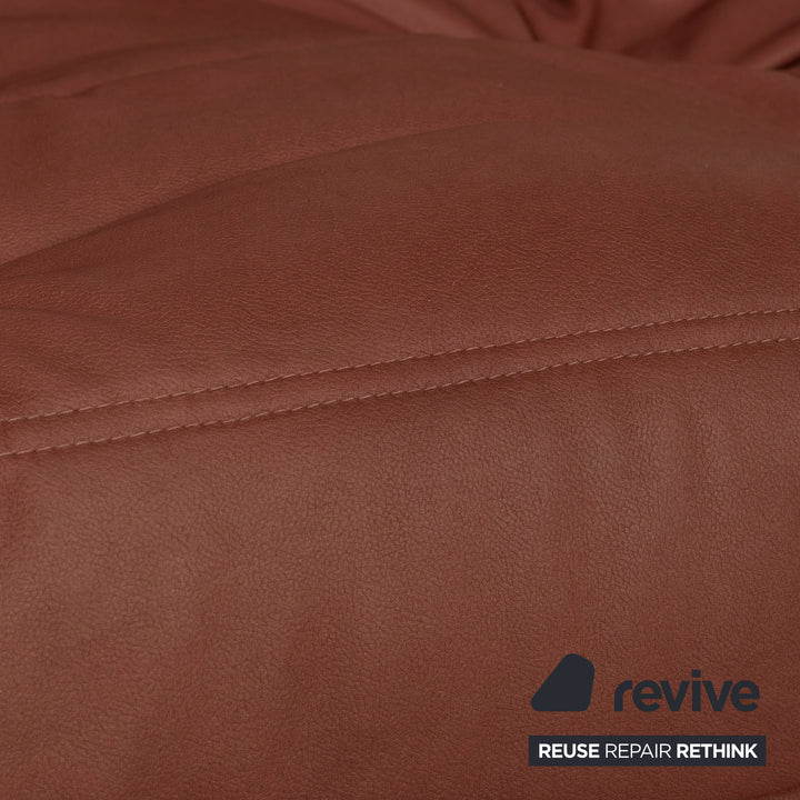 Ligne Roset Togo Dreisitzer Sofa Couch Veganes Leder Rostrot Braun Neubezug