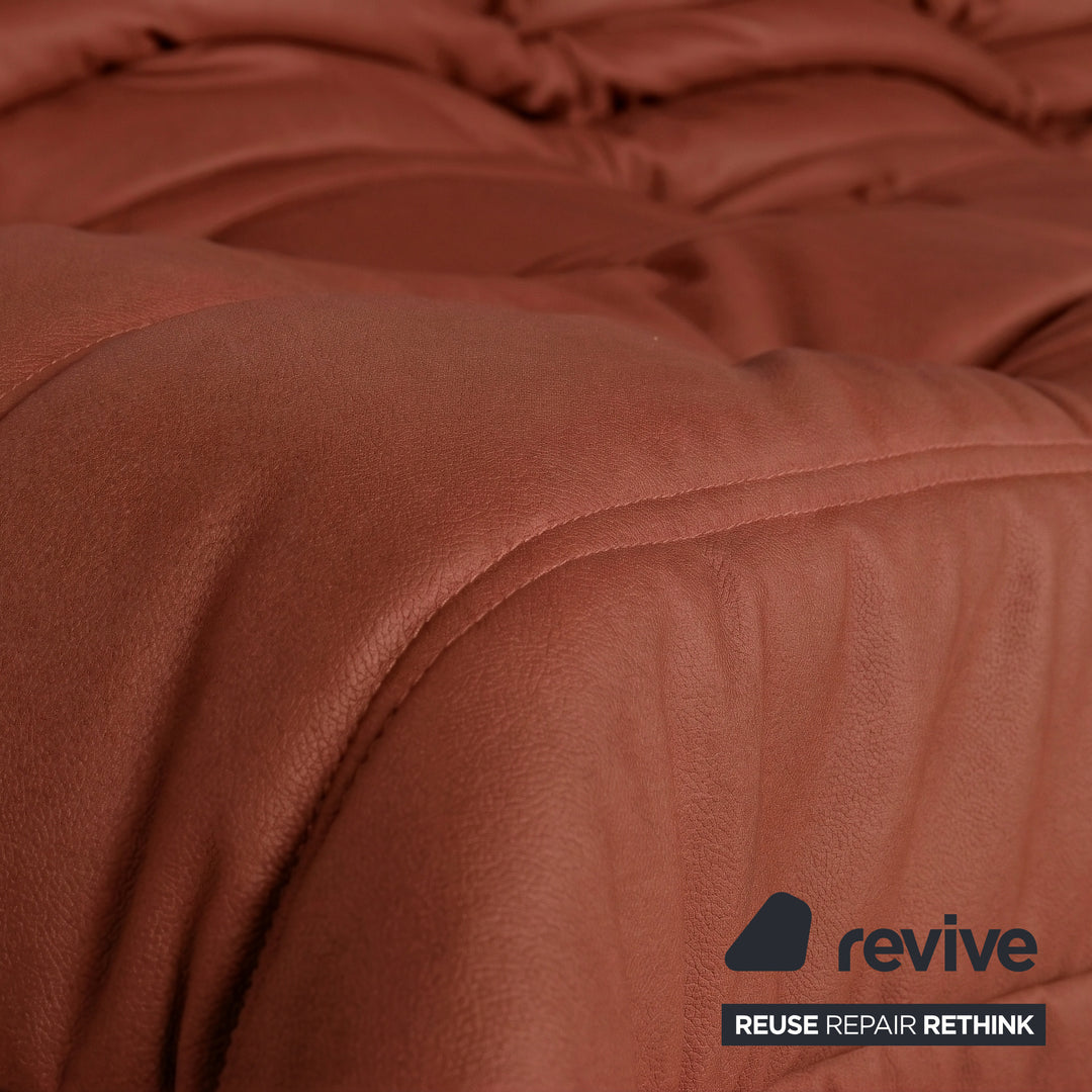 Ligne Roset Togo Dreisitzer Sofa Couch Veganes Leder Rostrot Braun Neubezug