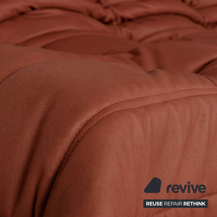 Ligne Roset Togo Dreisitzer Sofa Couch Veganes Leder Rostrot Braun Neubezug
