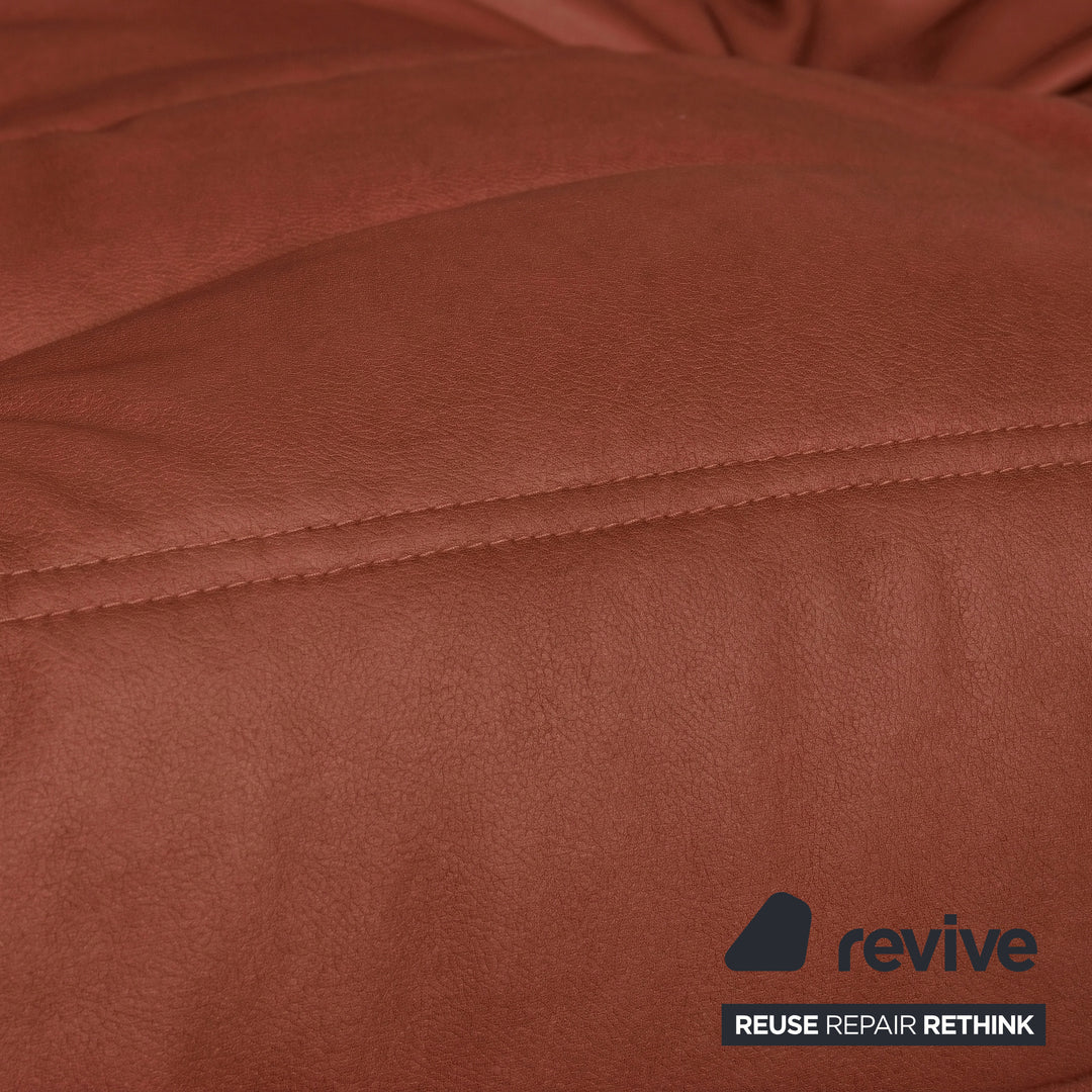 Ligne Roset Togo Dreisitzer Sofa Couch Veganes Leder Rostrot Braun Neubezug