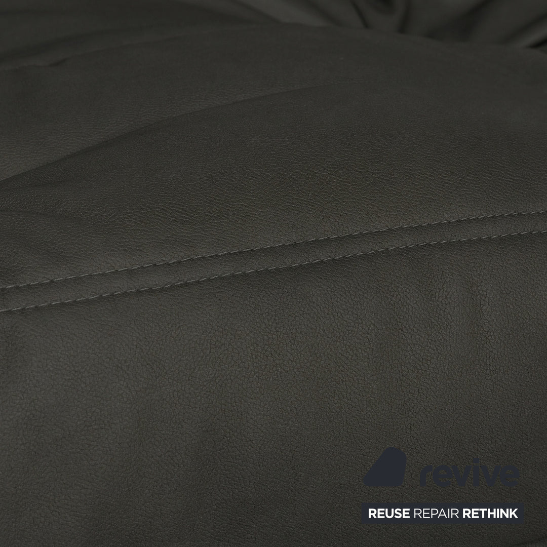 Ligne Roset Togo Three-Seater Sofa Couch Vegan Leather Black Anthracite Newly Upholstered