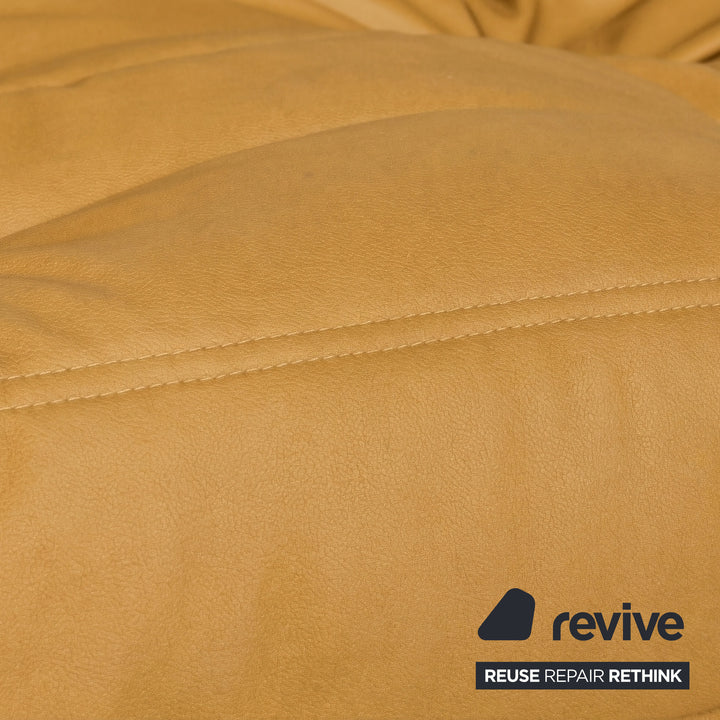 Ligne Roset Togo Dreisitzer Sofa Couch Veganes Leder Senfgelb Neubezug