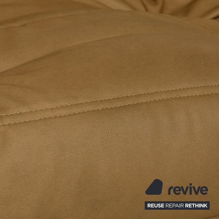 Ligne Roset Togo Three-Seater Sofa Vegan Leather Mustard Yellow Reupholstered