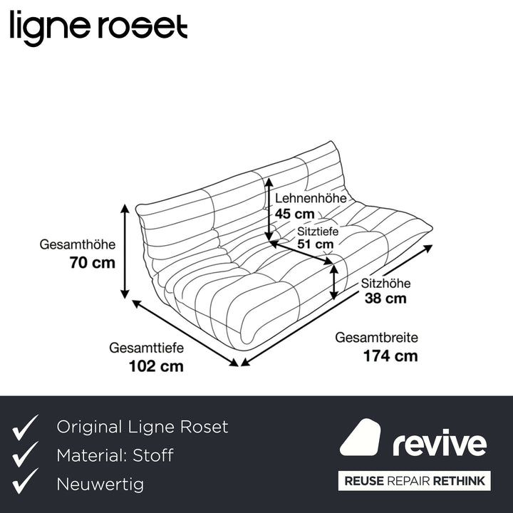 Ligne Roset Togo Dreisitzer Sofa Stoff Gelb Couch Neubezug MALOU 148