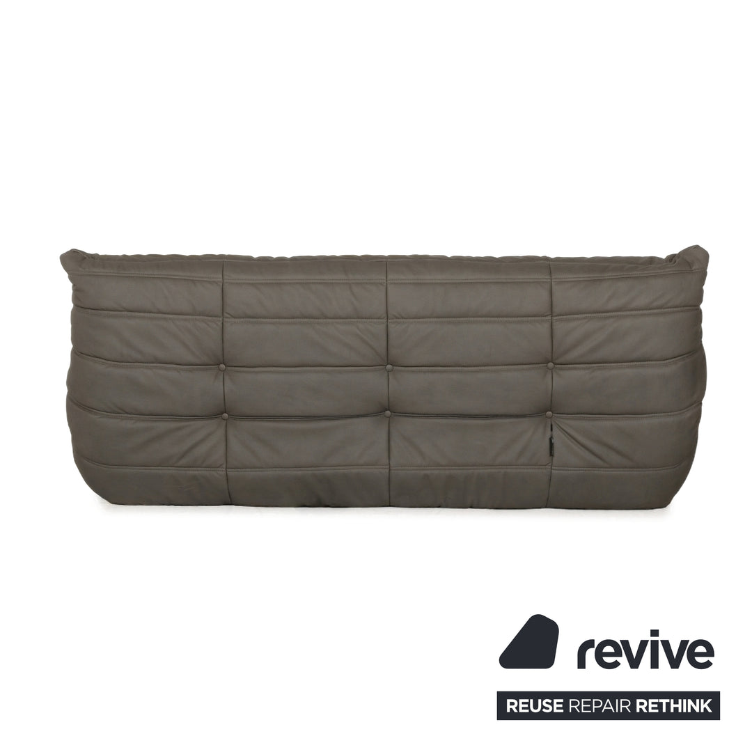 Ligne Roset Togo Dreisitzer Sofa Couch Stoff Grau Beige Neubezug
