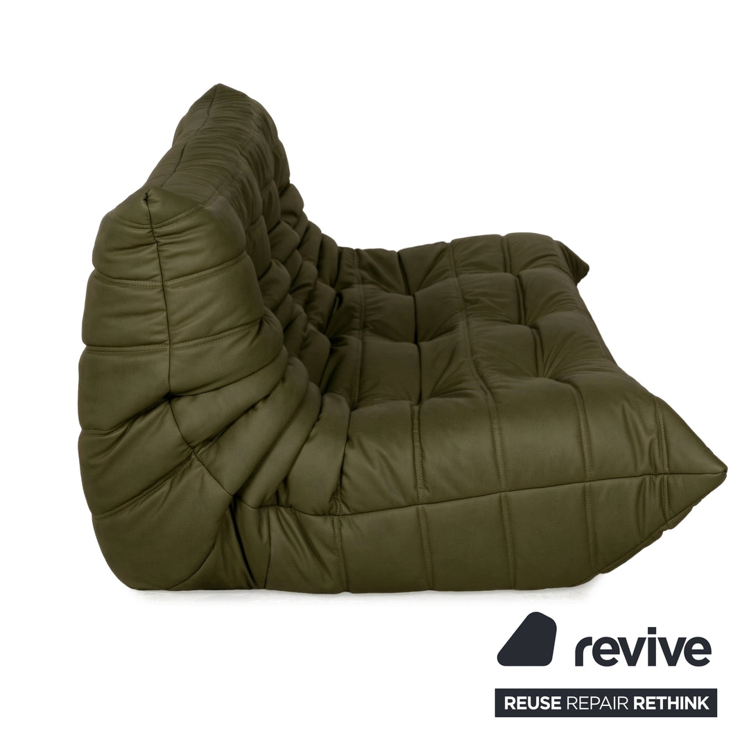 Ligne Roset Togo Dreisitzer Sofa Stoff Khaki Grün Couch Neubezug MALOU 159