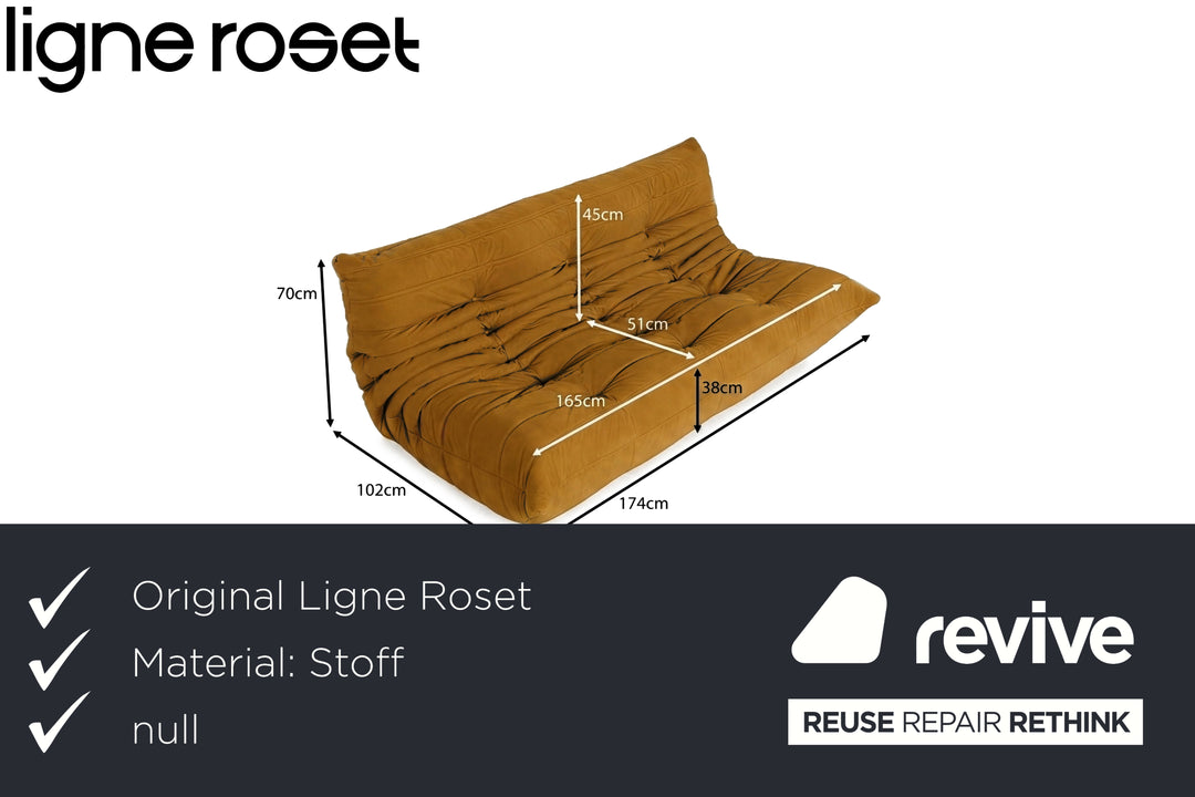 Ligne Roset Togo Dreisitzer Sofa Stoff Ocker Couch Neubezug