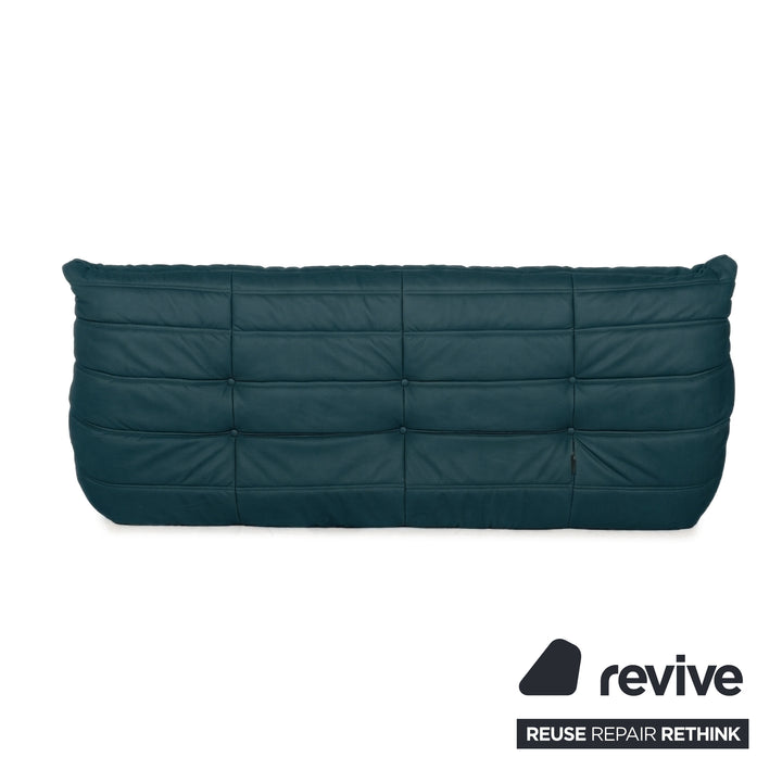 Ligne Roset Togo Dreisitzer Sofa Couch Stoff Blau Petrol Neubezug