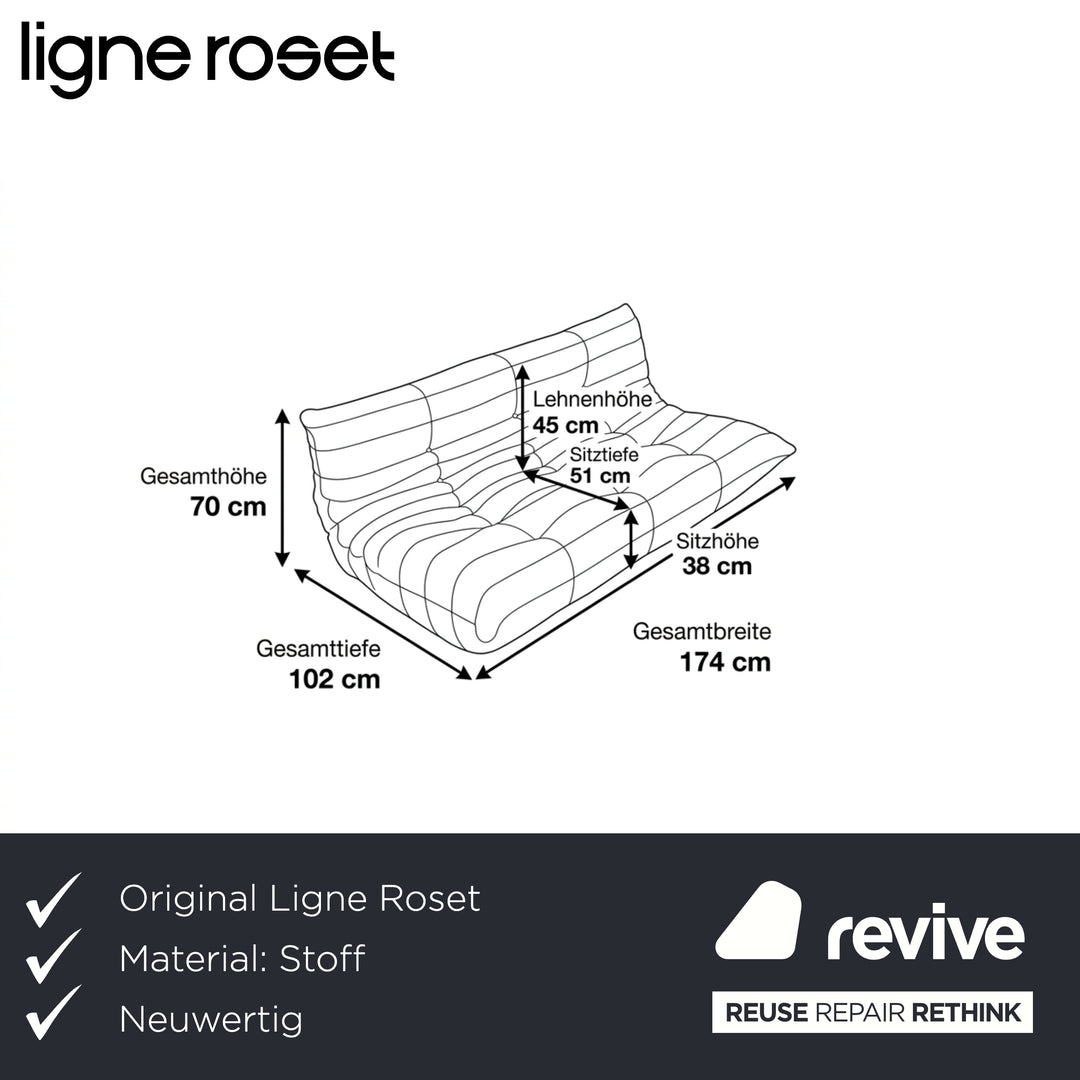Ligne Roset Togo Dreisitzer Sofa Stoff Taupe Couch Neubezug