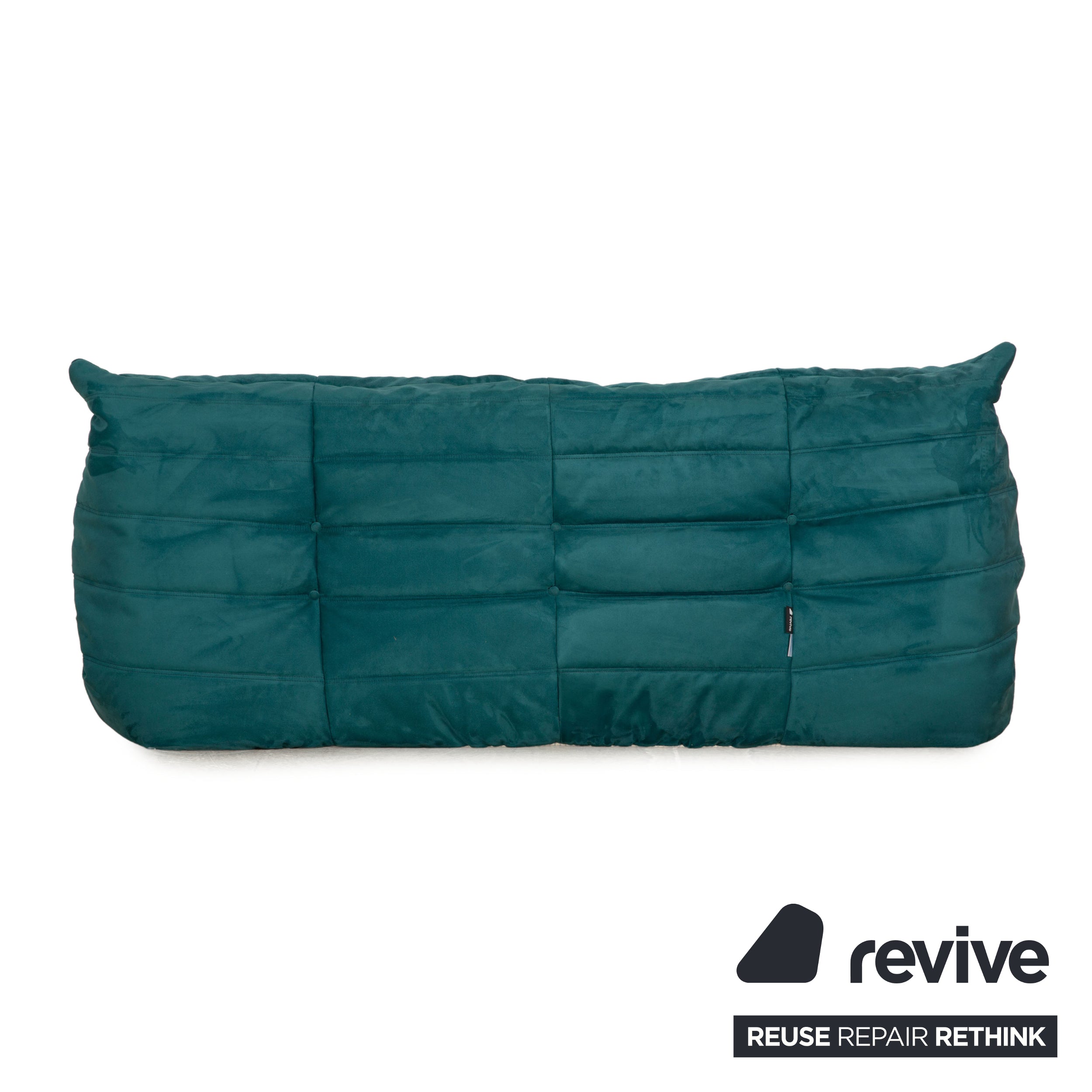 Ligne Roset Canapé 3 places Togo en tissu bleu pétrole retapissé