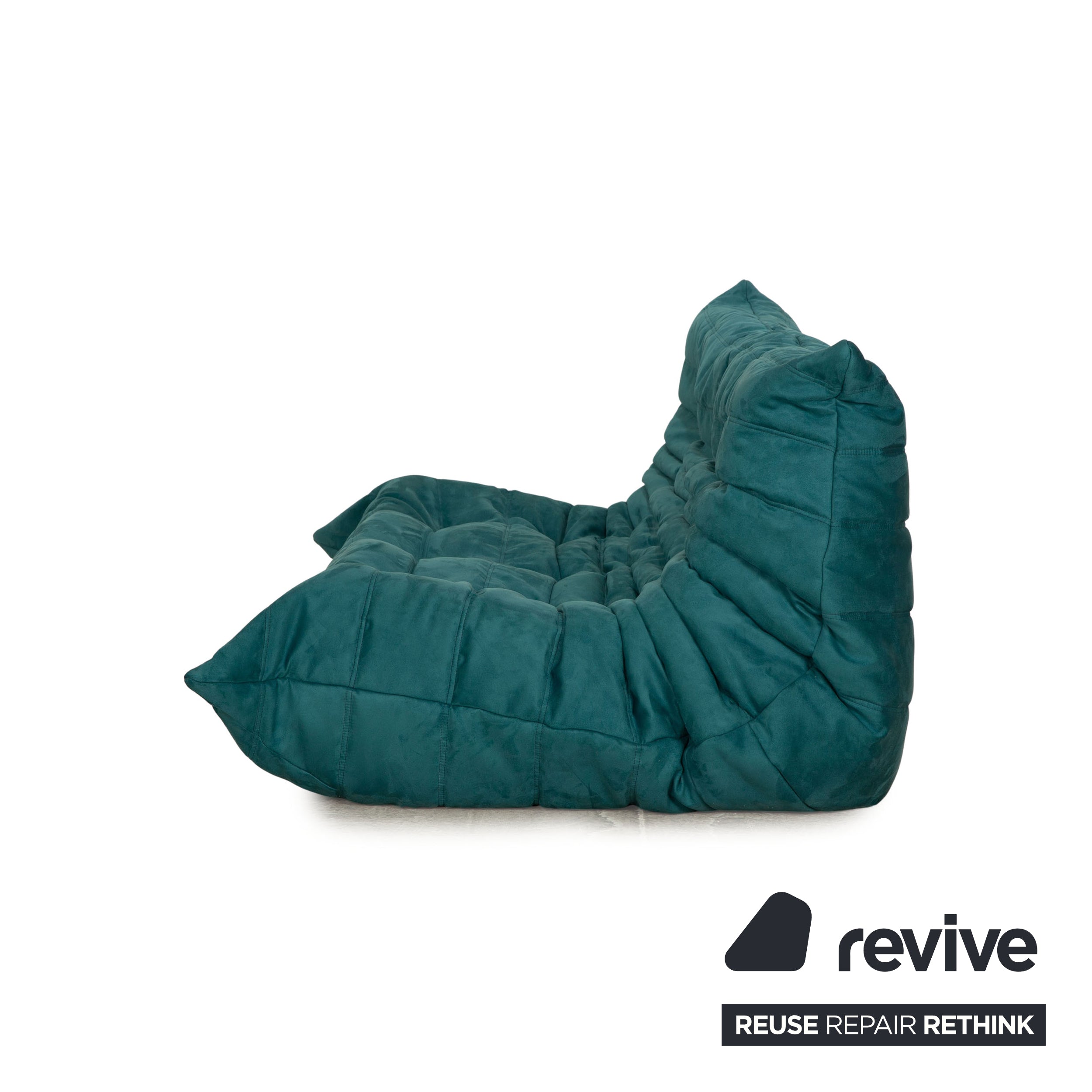 Ligne Roset Canapé 3 places Togo en tissu bleu pétrole retapissé