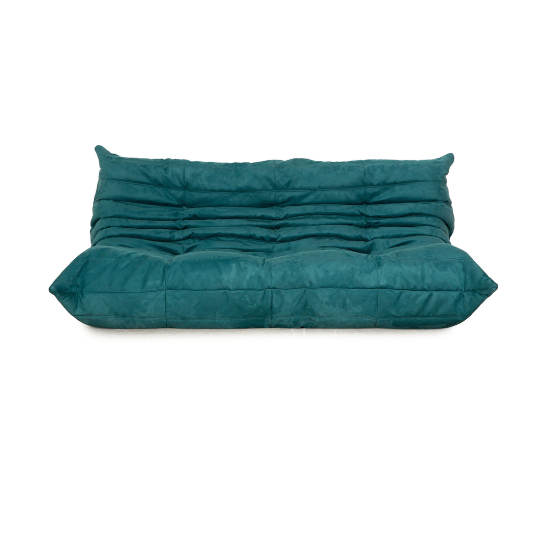 Ligne Roset Togo Dreisitzer Stoff Sofa Petrol Blau Couch Neubezug