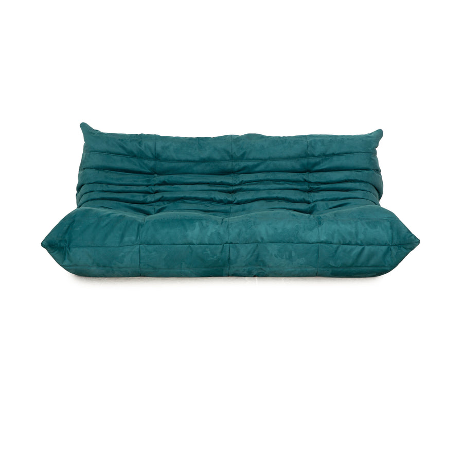 Ligne Roset Canapé 3 places Togo en tissu bleu pétrole retapissé