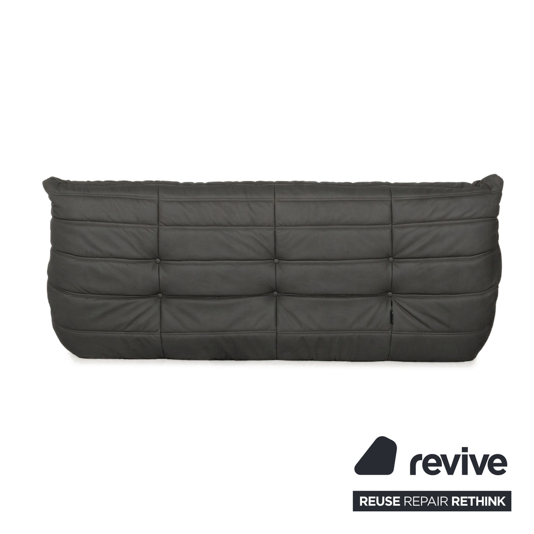 Ligne Roset Togo Dreisitzer veganes Leder Neubezug Anthrazit
