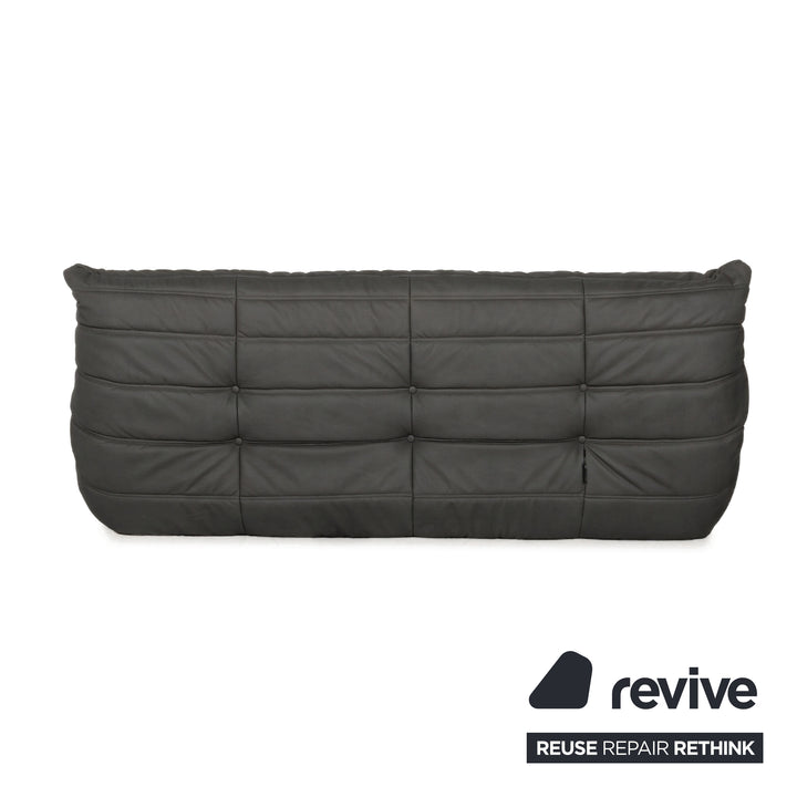 Ligne Roset Togo Dreisitzer veganes Leder Neubezug Anthrazit