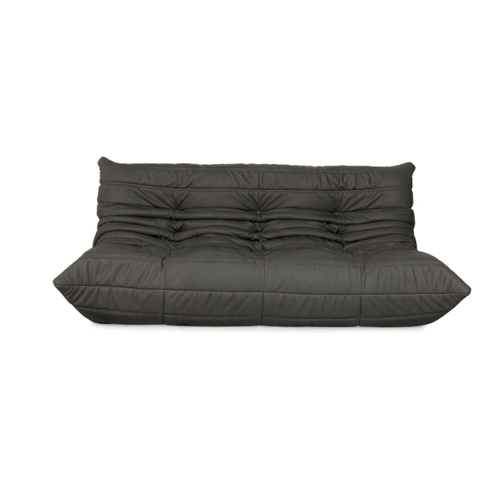 Ligne Roset Togo Dreisitzer veganes Leder Neubezug Anthrazit