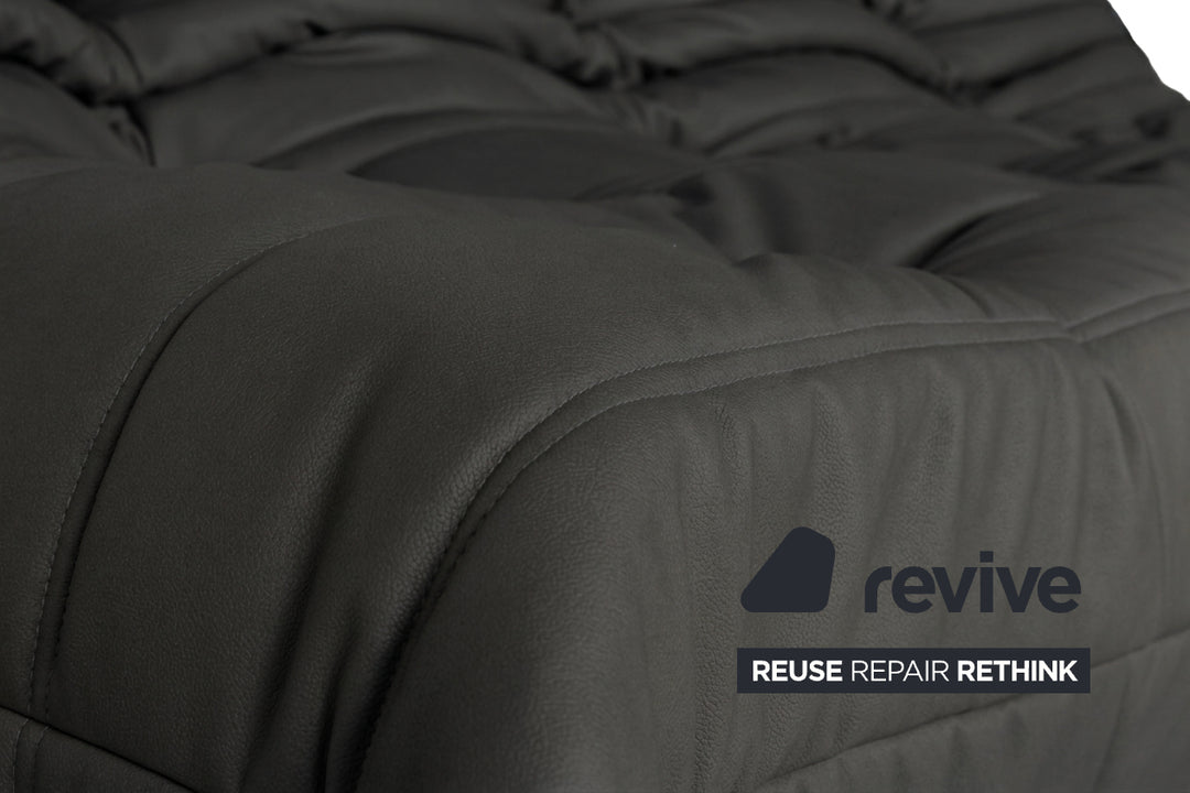 Ligne Roset Togo Dreisitzer veganes Leder Neubezug Anthrazit