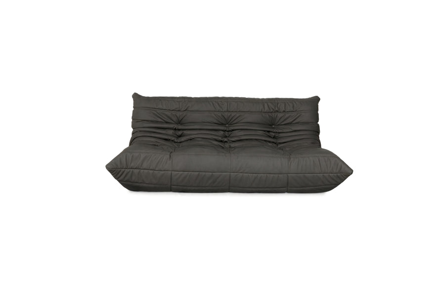 Ligne Roset Togo Dreisitzer veganes Leder Neubezug Anthrazit
