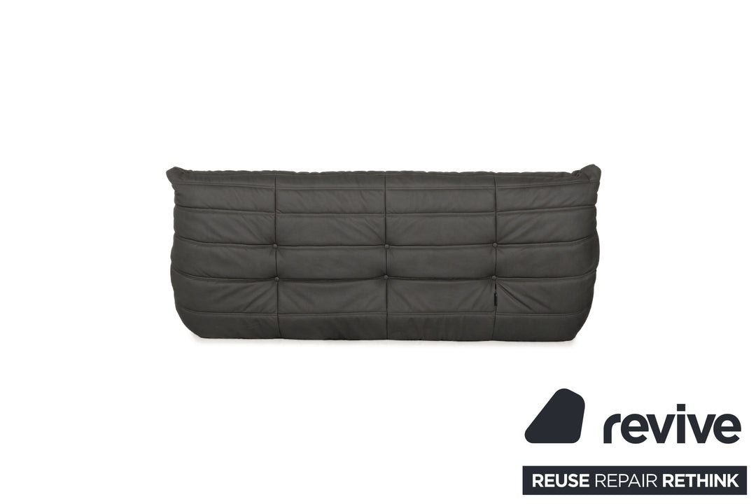 Ligne Roset Togo Dreisitzer veganes Leder Neubezug Anthrazit