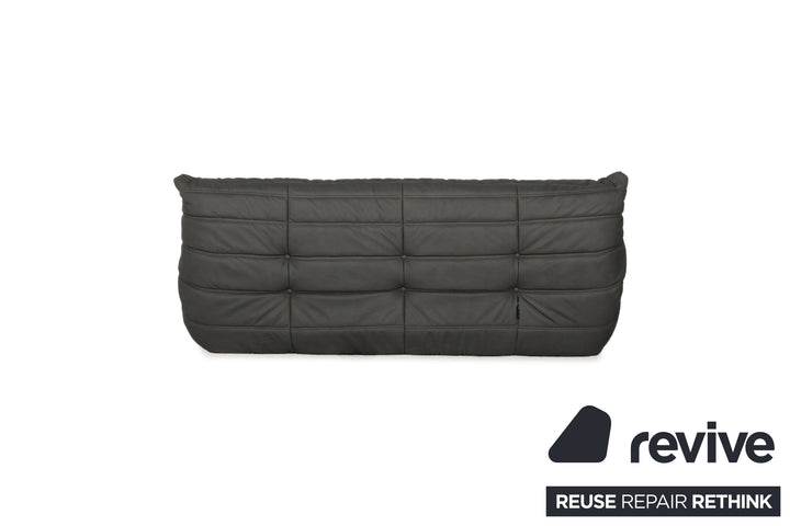 Ligne Roset Togo Dreisitzer veganes Leder Neubezug Anthrazit