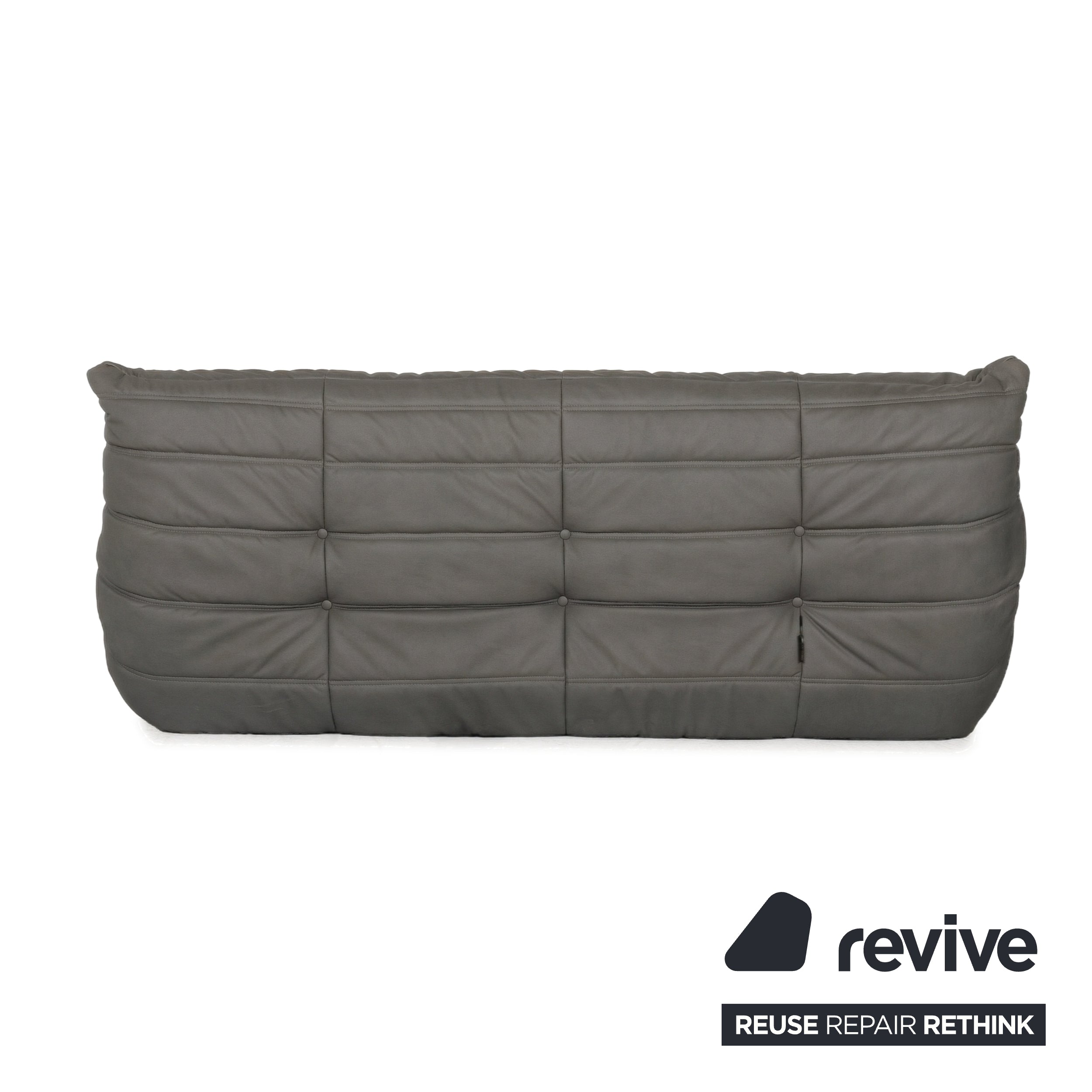 Ligne Roset Togo Dreisitzer Sofa Couch Veganes Leder Grau Neubezug