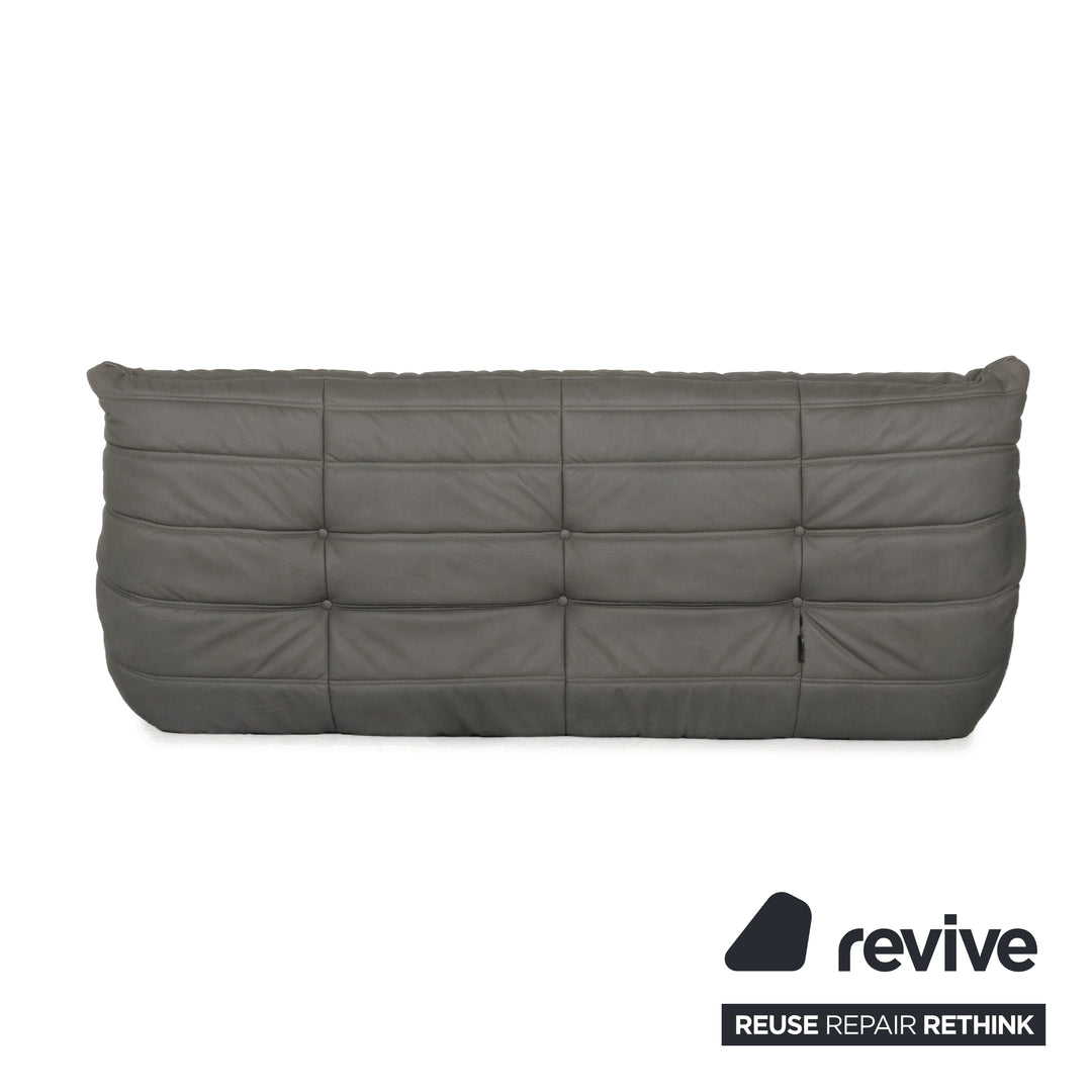 Ligne Roset Togo Dreisitzer veganes Leder Neubezug Grau