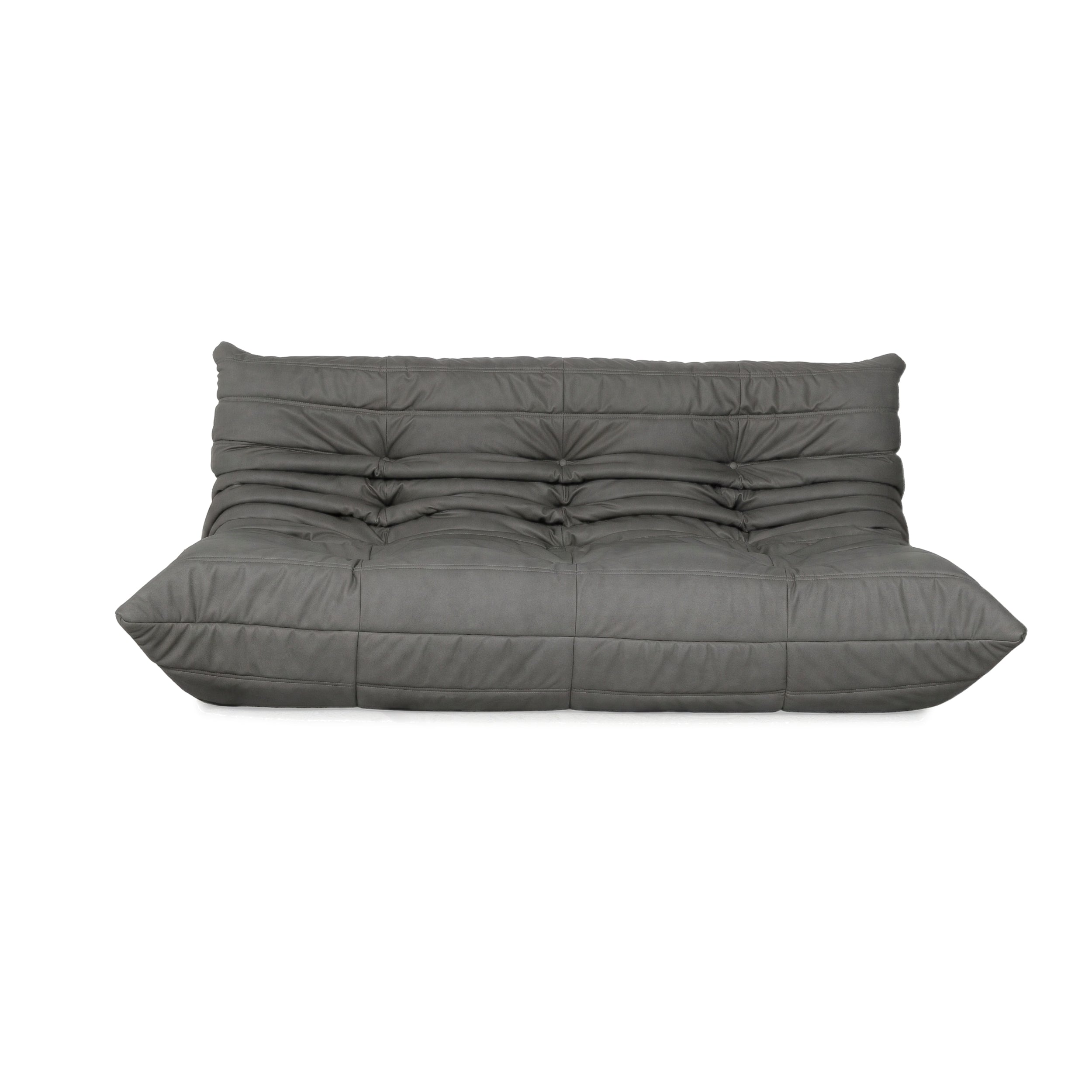 Ligne Roset Togo Dreisitzer Sofa Couch Veganes Leder Grau Neubezug