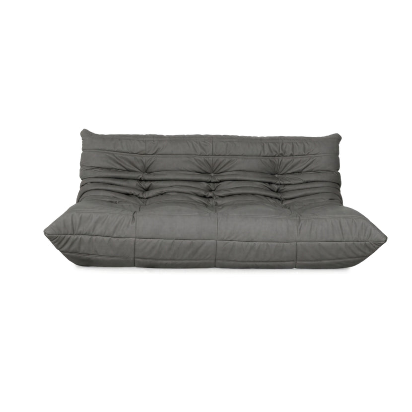 Ligne Roset Togo Dreisitzer Sofa Couch Veganes Leder Grau Neubezug