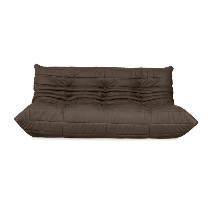 Ligne Roset Togo Dreisitzer veganes Leder Neubezug Kaffeebraun