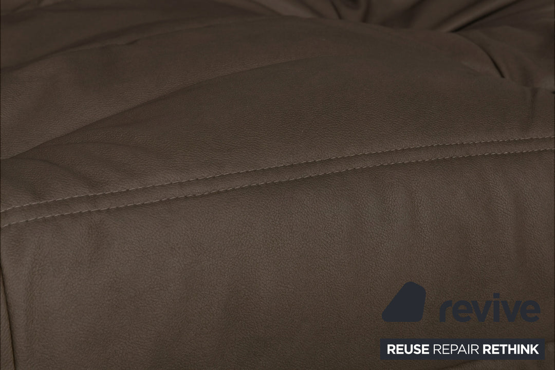 Ligne Roset Togo Dreisitzer veganes Leder Neubezug Kaffeebraun