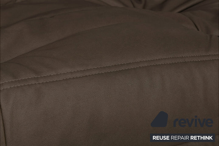 Ligne Roset Togo Dreisitzer veganes Leder Neubezug Kaffeebraun
