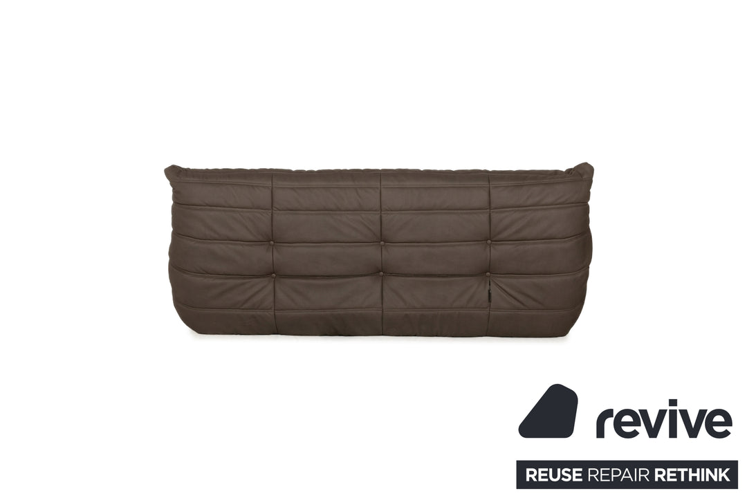 Ligne Roset Togo Dreisitzer veganes Leder Neubezug Kaffeebraun