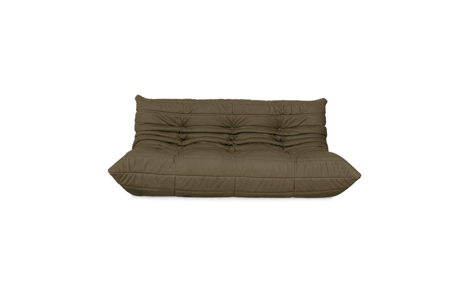 Ligne Roset Togo Dreisitzer veganes Leder Neubezug Olivgrün