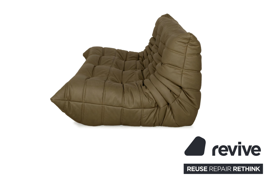 Ligne Roset Togo Dreisitzer veganes Leder Neubezug Olivgrün