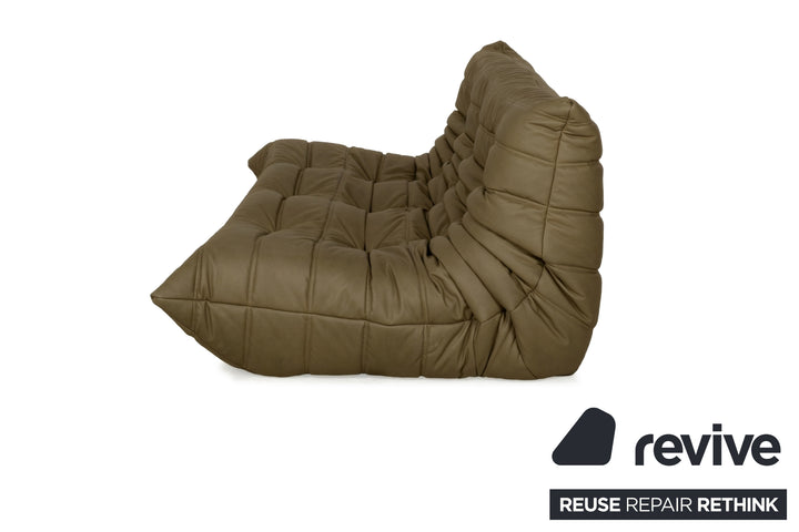 Ligne Roset Togo Dreisitzer veganes Leder Neubezug Olivgrün