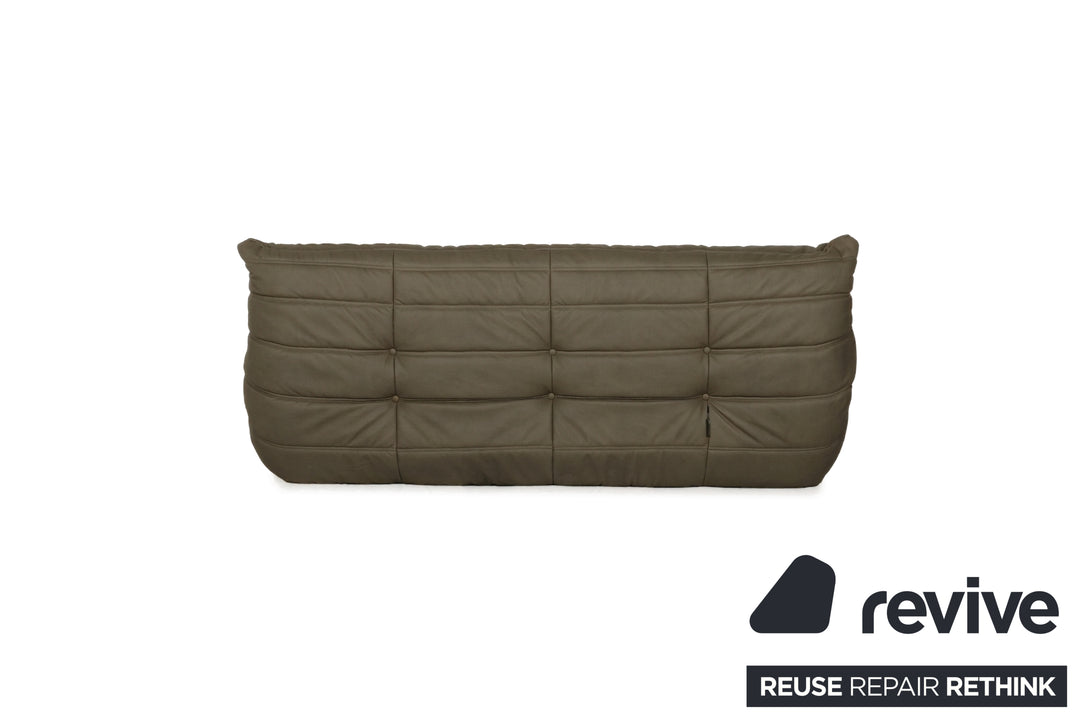 Ligne Roset Togo Dreisitzer veganes Leder Neubezug Olivgrün
