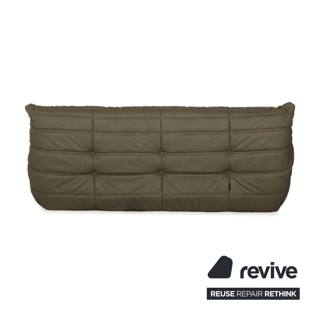 Ligne Roset Togo Dreisitzer veganes Leder Neubezug Olivgrün