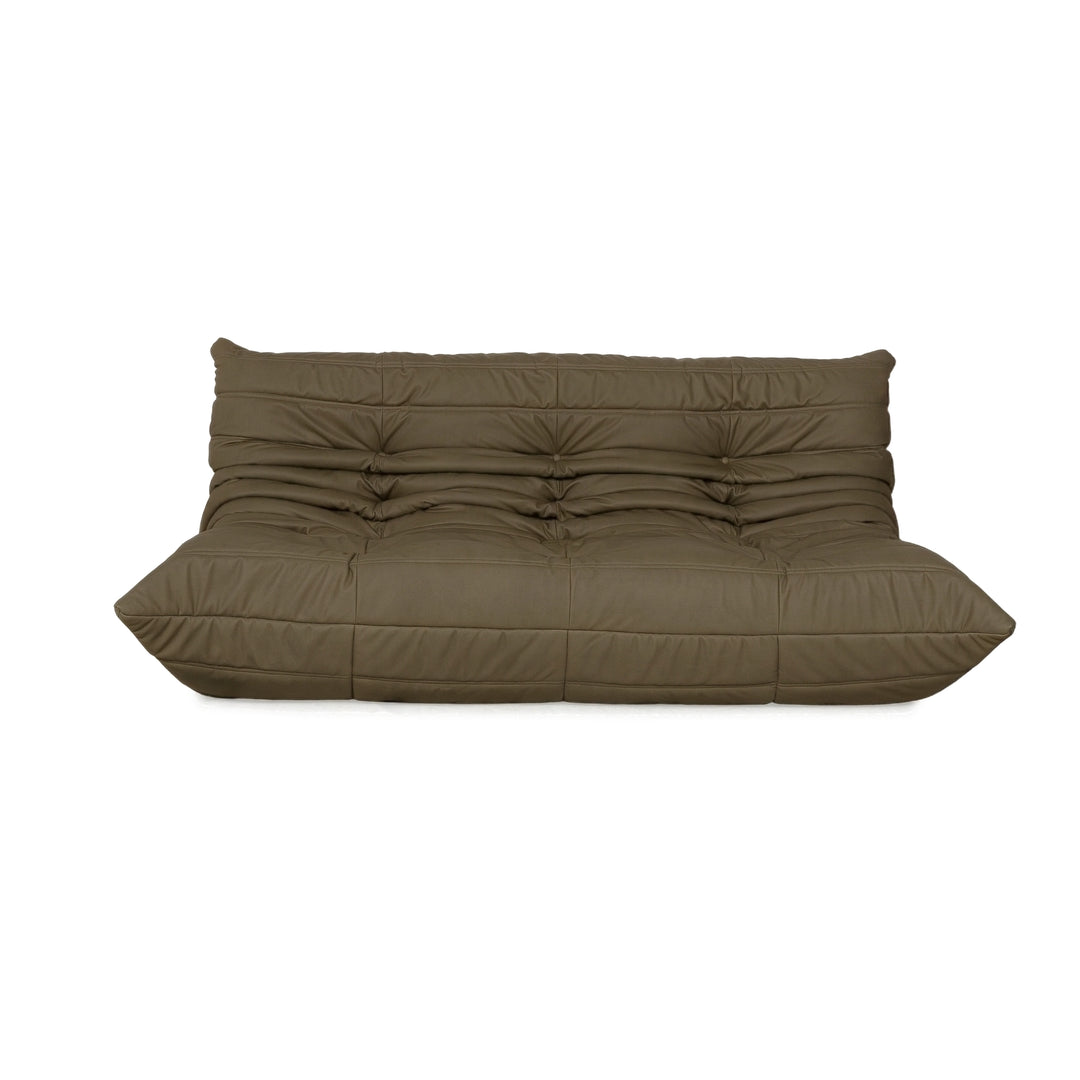 Ligne Roset Togo Dreisitzer veganes Leder Neubezug Olivgrün