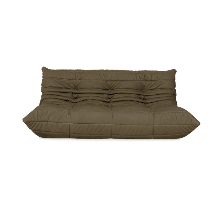 Ligne Roset Togo Dreisitzer veganes Leder Neubezug Olivgrün