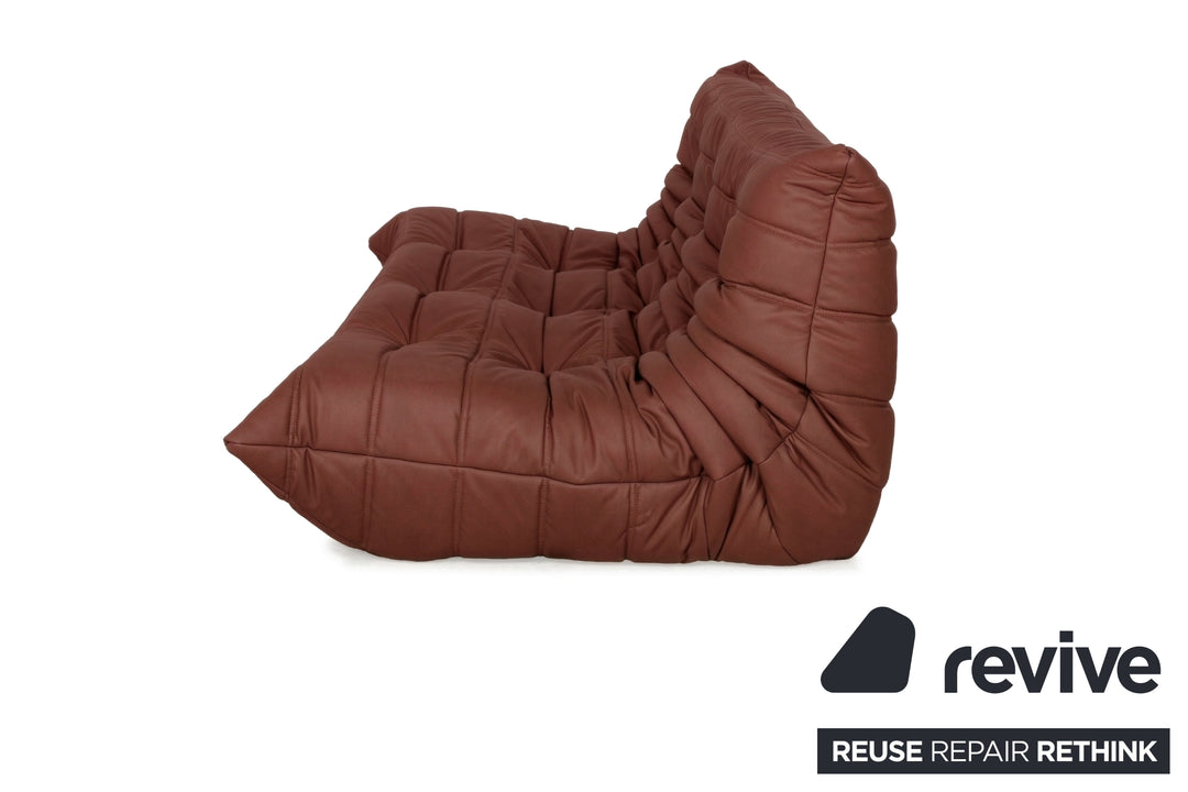 Ligne Roset Togo Dreisitzer veganes Leder Neubezug Rostrot